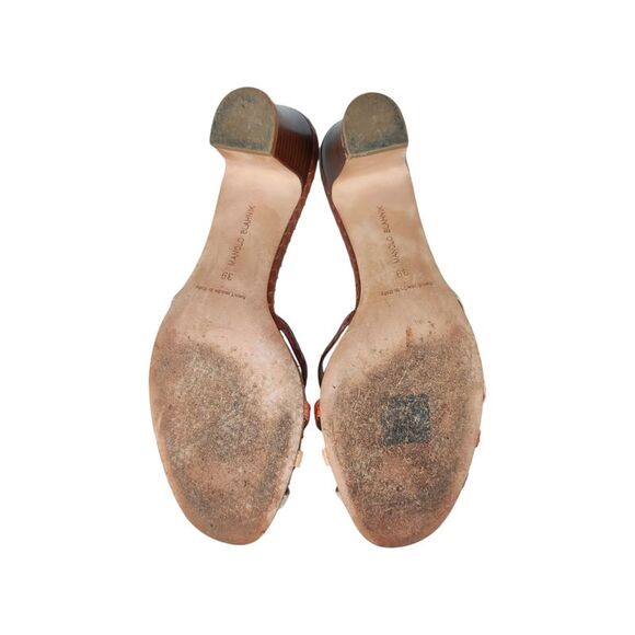 Manolo Blahnik Open Toe Snakeskin Mules - Picture 7 of 8